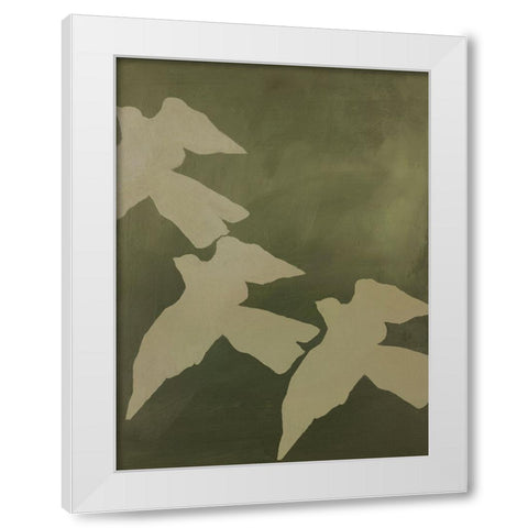 Migration White Modern Wood Framed Art Print by Design Fabrikken
