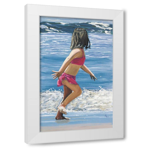 Pinkie White Modern Wood Framed Art Print by Newstedt, Stephen