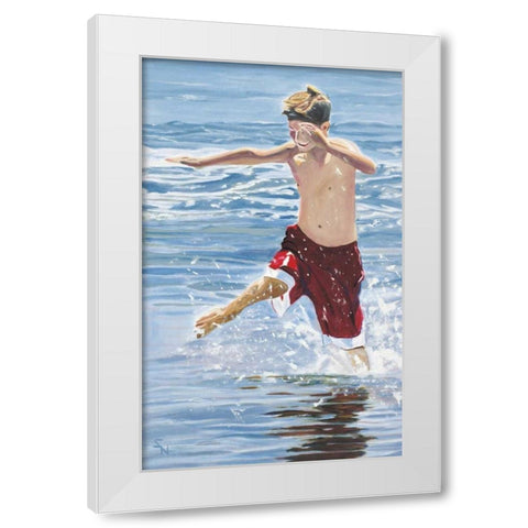 The Hurdler White Modern Wood Framed Art Print by Newstedt, Stephen