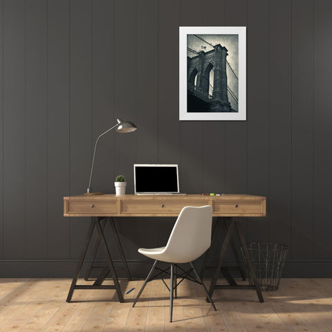 Brooklyn Bridge White Modern Wood Framed Art Print by Nicosia, Larry