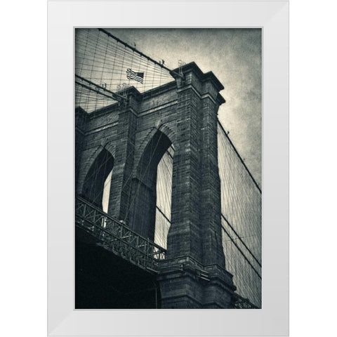 Brooklyn Bridge White Modern Wood Framed Art Print by Nicosia, Larry