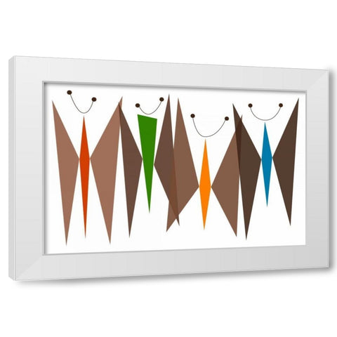 Butterflies - Browns White Modern Wood Framed Art Print by Newton, Tonya