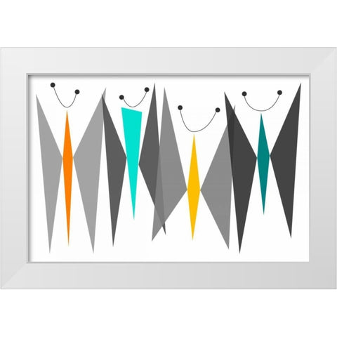 Butterflies - Grays White Modern Wood Framed Art Print by Newton, Tonya