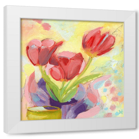 Tulips No. 3 White Modern Wood Framed Art Print by Nemcosky, Ann Thompson