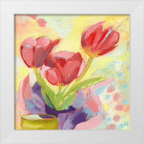 Tulips No. 3 White Modern Wood Framed Art Print by Nemcosky, Ann Thompson