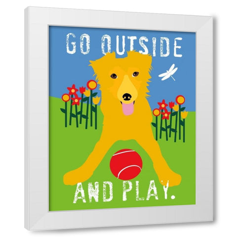 Go Outside and Play White Modern Wood Framed Art Print by Oliphant, Ginger