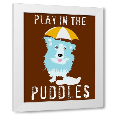 Play in the Puddles White Modern Wood Framed Art Print by Oliphant, Ginger