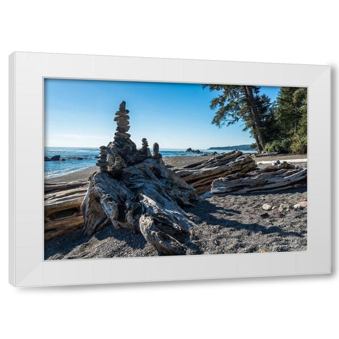 Sombrio Inukshuk White Modern Wood Framed Art Print by Oldford, Tim