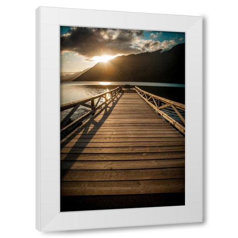 Crescent Lake Sunset White Modern Wood Framed Art Print by Oldford, Tim