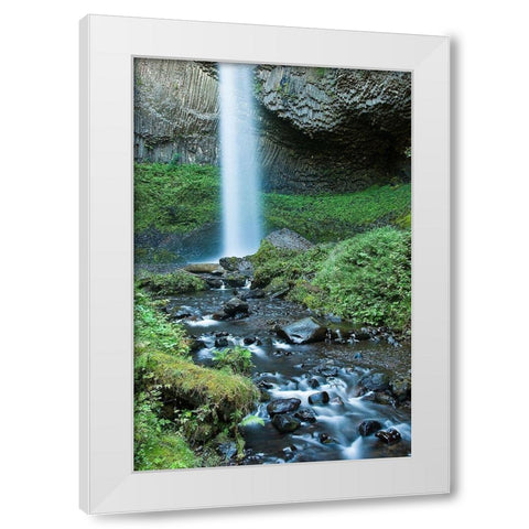 Oregon Waterfall White Modern Wood Framed Art Print by Oldford, Tim