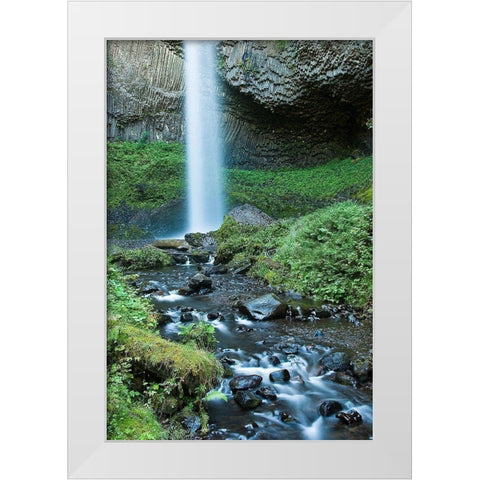 Oregon Waterfall White Modern Wood Framed Art Print by Oldford, Tim