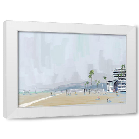 Annenberg Beach House White Modern Wood Framed Art Print by Oswald, Pete