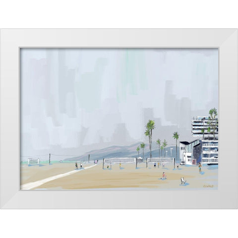 Annenberg Beach House White Modern Wood Framed Art Print by Oswald, Pete
