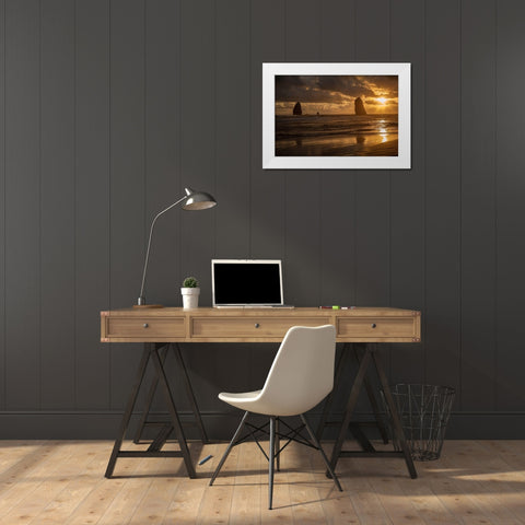Monolith Sunset White Modern Wood Framed Art Print by Oldford, Tim