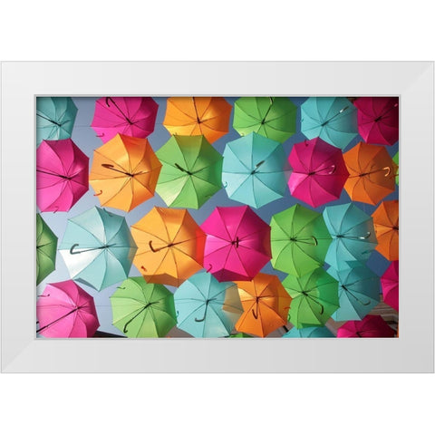 Portugal Umbrella 1 White Modern Wood Framed Art Print by Okula, Carina