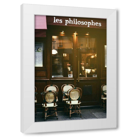 Les Philosophes Cafe Paris White Modern Wood Framed Art Print by Okula, Carina