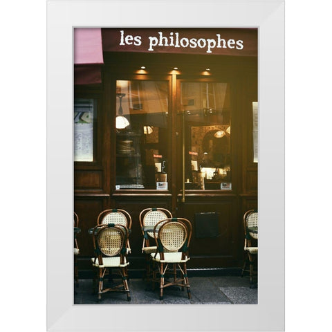Les Philosophes Cafe Paris White Modern Wood Framed Art Print by Okula, Carina
