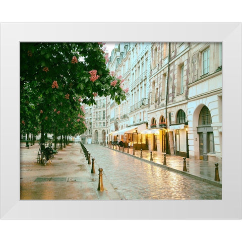Paris in Chesnut Blossom Pink White Modern Wood Framed Art Print by Okula, Carina