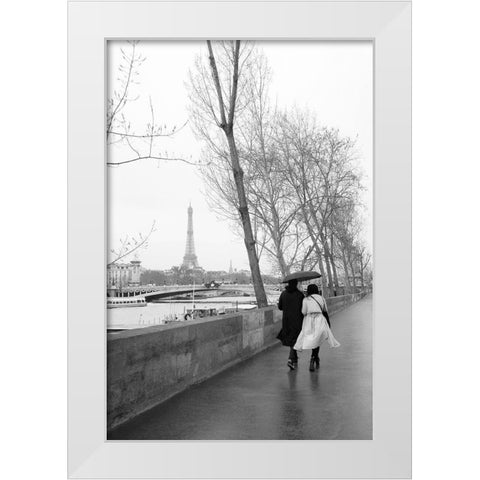 Paris In The Rain I Love White Modern Wood Framed Art Print by Okula, Carina