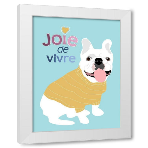 French Bulldog Joie de vivre White Modern Wood Framed Art Print by Oliphant, Ginger