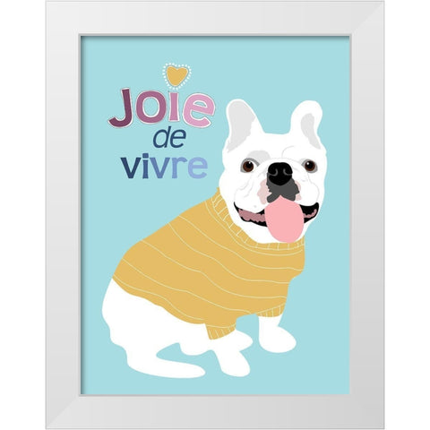 French Bulldog Joie de vivre White Modern Wood Framed Art Print by Oliphant, Ginger