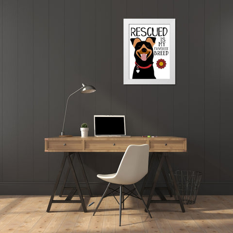 Rescued is my Favorite Breed White Modern Wood Framed Art Print by Oliphant, Ginger