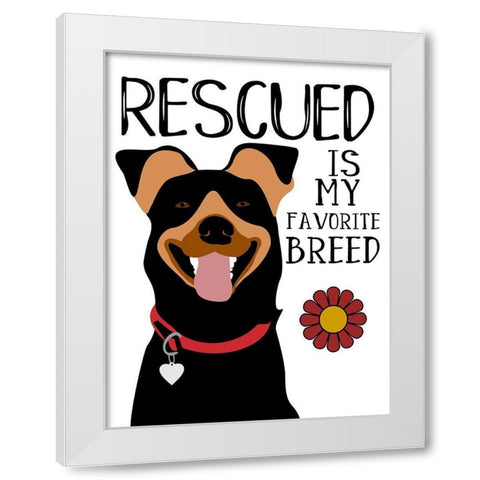 Rescued is my Favorite Breed White Modern Wood Framed Art Print by Oliphant, Ginger