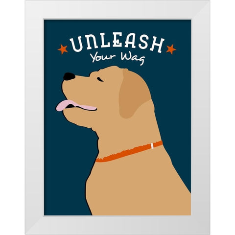 Unleash Your Wag White Modern Wood Framed Art Print by Oliphant, Ginger
