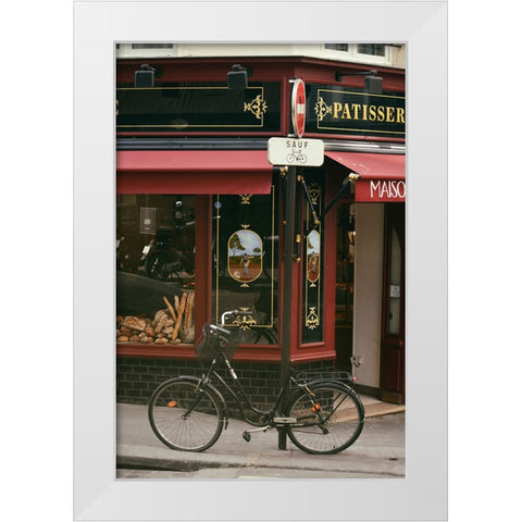 Baguettes and a Bike White Modern Wood Framed Art Print by Okula, Carina