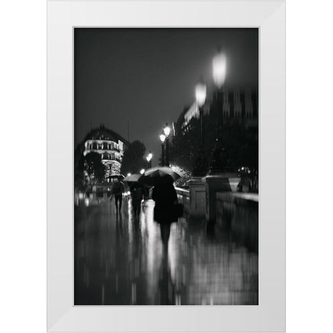 Paris in The Rain White Modern Wood Framed Art Print by Okula, Carina