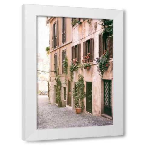 Rustic Roman Street White Modern Wood Framed Art Print by Okula, Carina