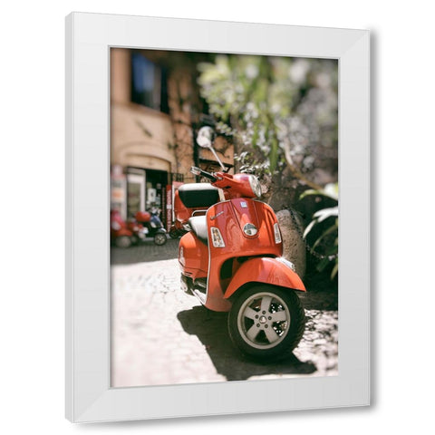 When in Rome Ride A Vespa White Modern Wood Framed Art Print by Okula, Carina
