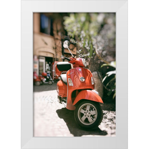 When in Rome Ride A Vespa White Modern Wood Framed Art Print by Okula, Carina