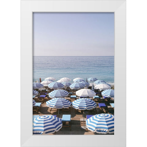 French Riviera Sea Stripes White Modern Wood Framed Art Print by Okula, Carina