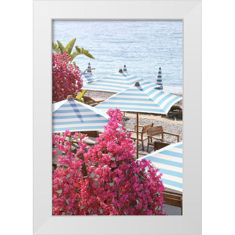 Pink White and Blue on The Riviera White Modern Wood Framed Art Print by Okula, Carina