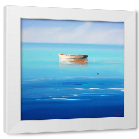 Four Buoys, Sorrento White Modern Wood Framed Art Print by Penny, Craig Trewin