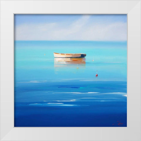 Four Buoys, Sorrento White Modern Wood Framed Art Print by Penny, Craig Trewin