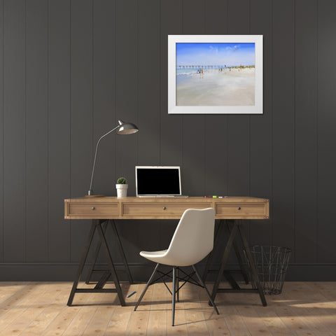 Henley Pier White Modern Wood Framed Art Print by Penny, Craig Trewin