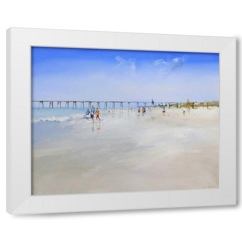 Henley Pier White Modern Wood Framed Art Print by Penny, Craig Trewin