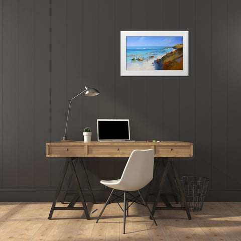 On the Back Beach, Sorrento White Modern Wood Framed Art Print by Penny, Craig Trewin