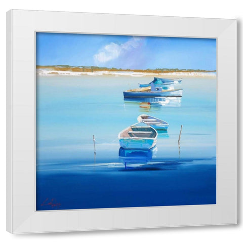 River Moorings White Modern Wood Framed Art Print by Penny, Craig Trewin