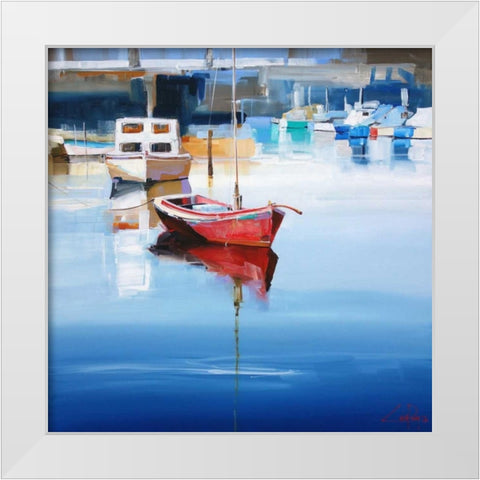 Mordialloc Moorings White Modern Wood Framed Art Print by Penny, Craig Trewin