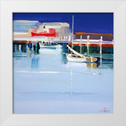 Port Fairy Moorings 2 White Modern Wood Framed Art Print by Penny, Craig Trewin