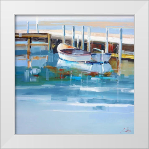 Mooring, Solitude White Modern Wood Framed Art Print by Penny, Craig Trewin