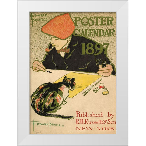 R.H. Russell and Son Calendar, 1897 White Modern Wood Framed Art Print by Penfield, Edward