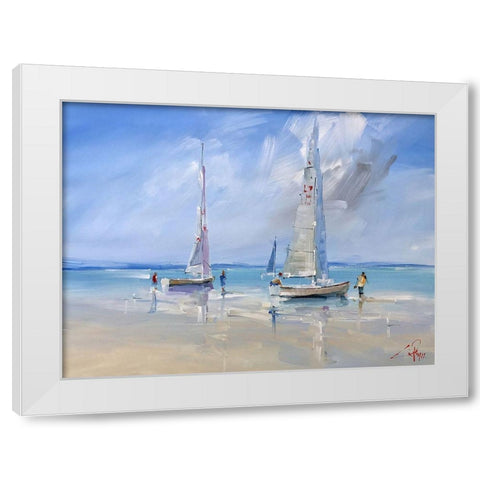 Aspendale Racers White Modern Wood Framed Art Print by Penny, Craig Trewin