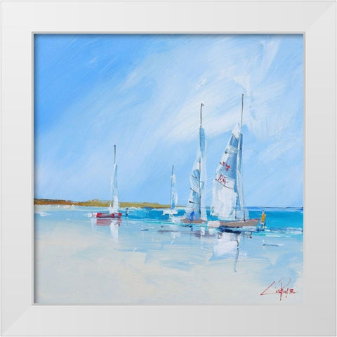 Aspendale Sails 1 White Modern Wood Framed Art Print by Penny, Craig Trewin