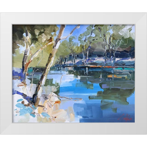 Bank on the Murray White Modern Wood Framed Art Print by Penny, Craig Trewin