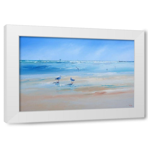 Late Gulls White Modern Wood Framed Art Print by Penny, Craig Trewin