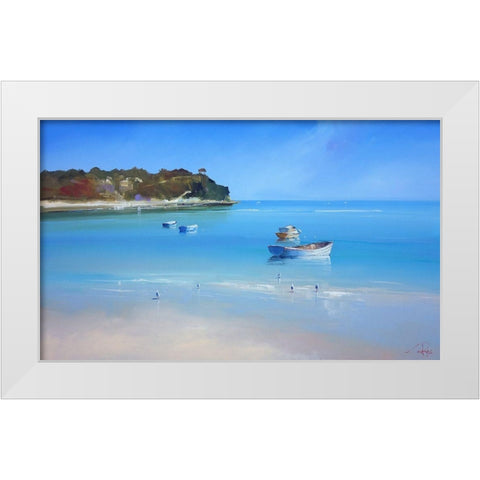 Low Tide Sorrento White Modern Wood Framed Art Print by Penny, Craig Trewin